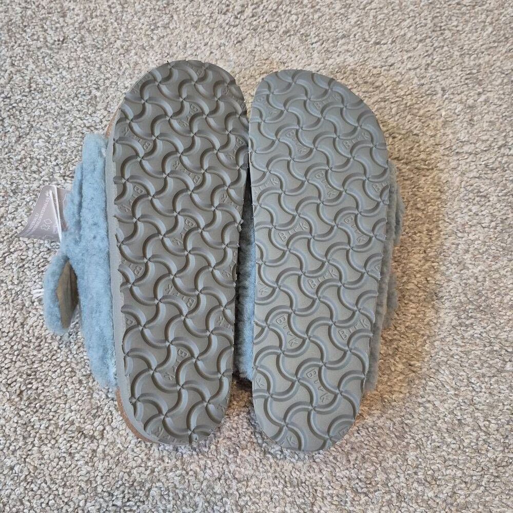 Birkenstock Papillio Arizona Shearling Teddy Faded Aqua Size 7 Narrow - Picture 4 of 5